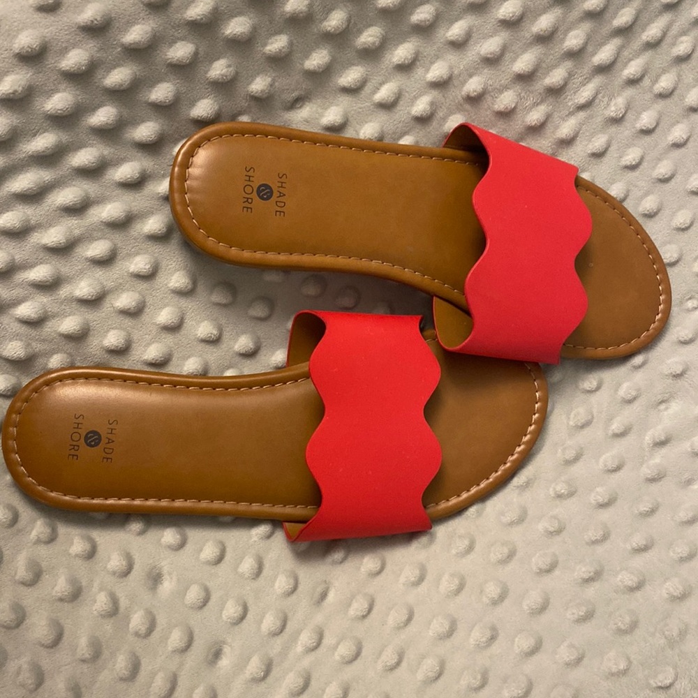 Shade & Shore Red Slide Sandals